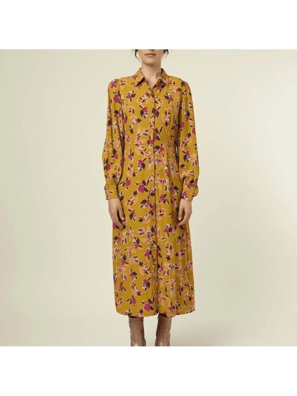 FRNCH Kamela Floral Shirt Dress L